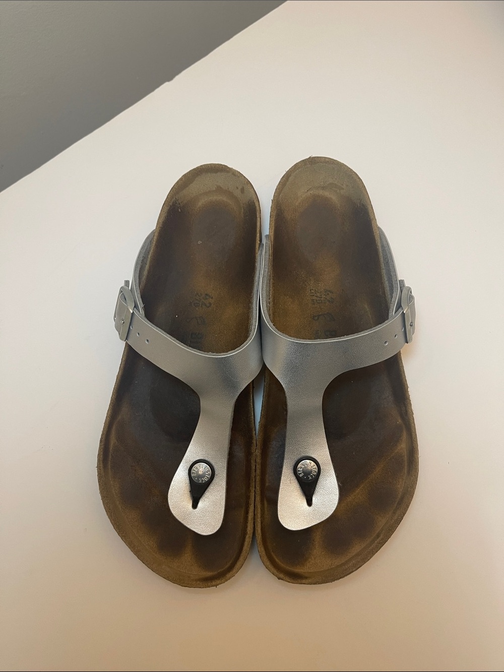 Birkenstock Silver Gizeh Thong Sandals